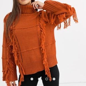 NWOT amazing fringed turtleneck sweater!